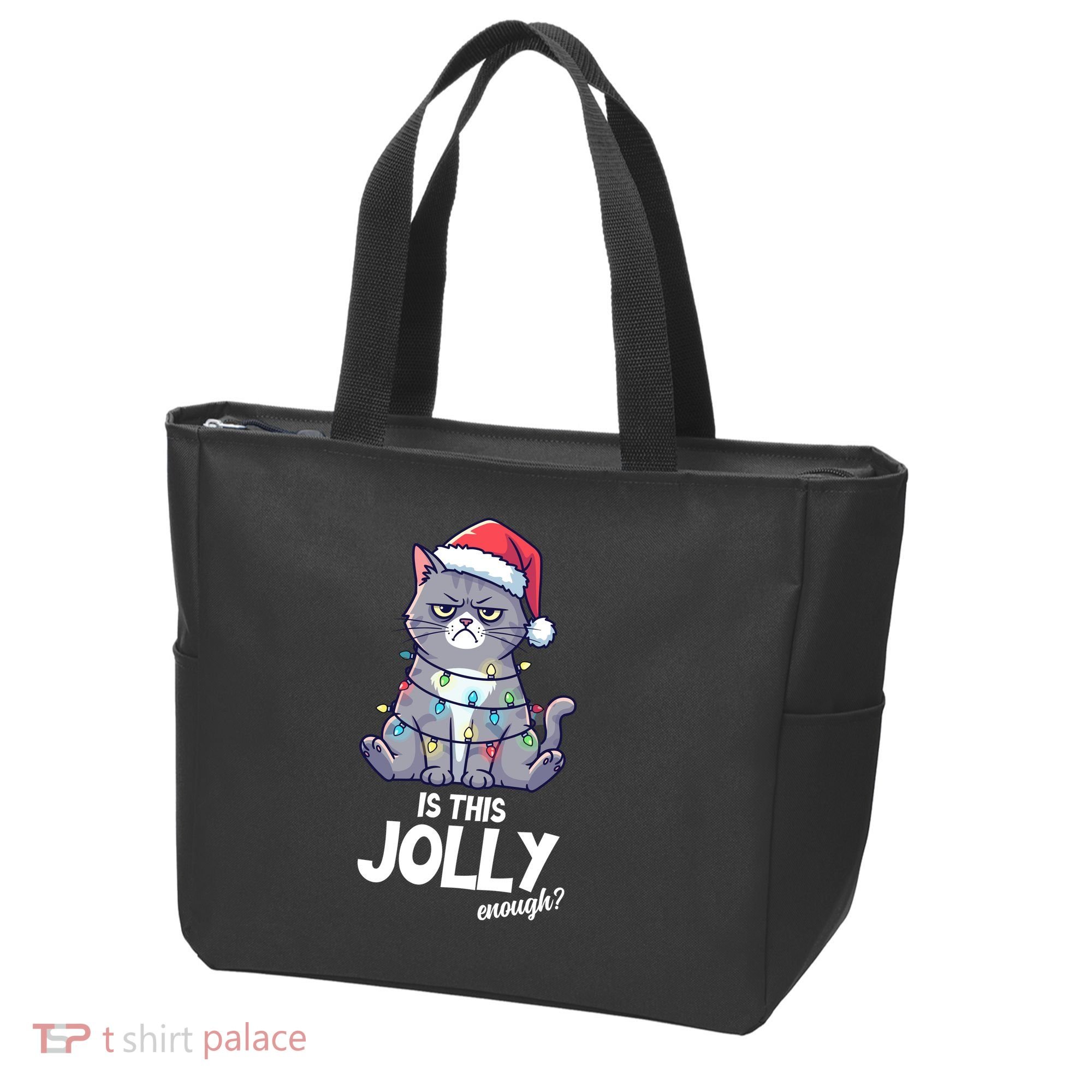 Is This Jolly Enough Christmas Cat Xmas Tote Bag