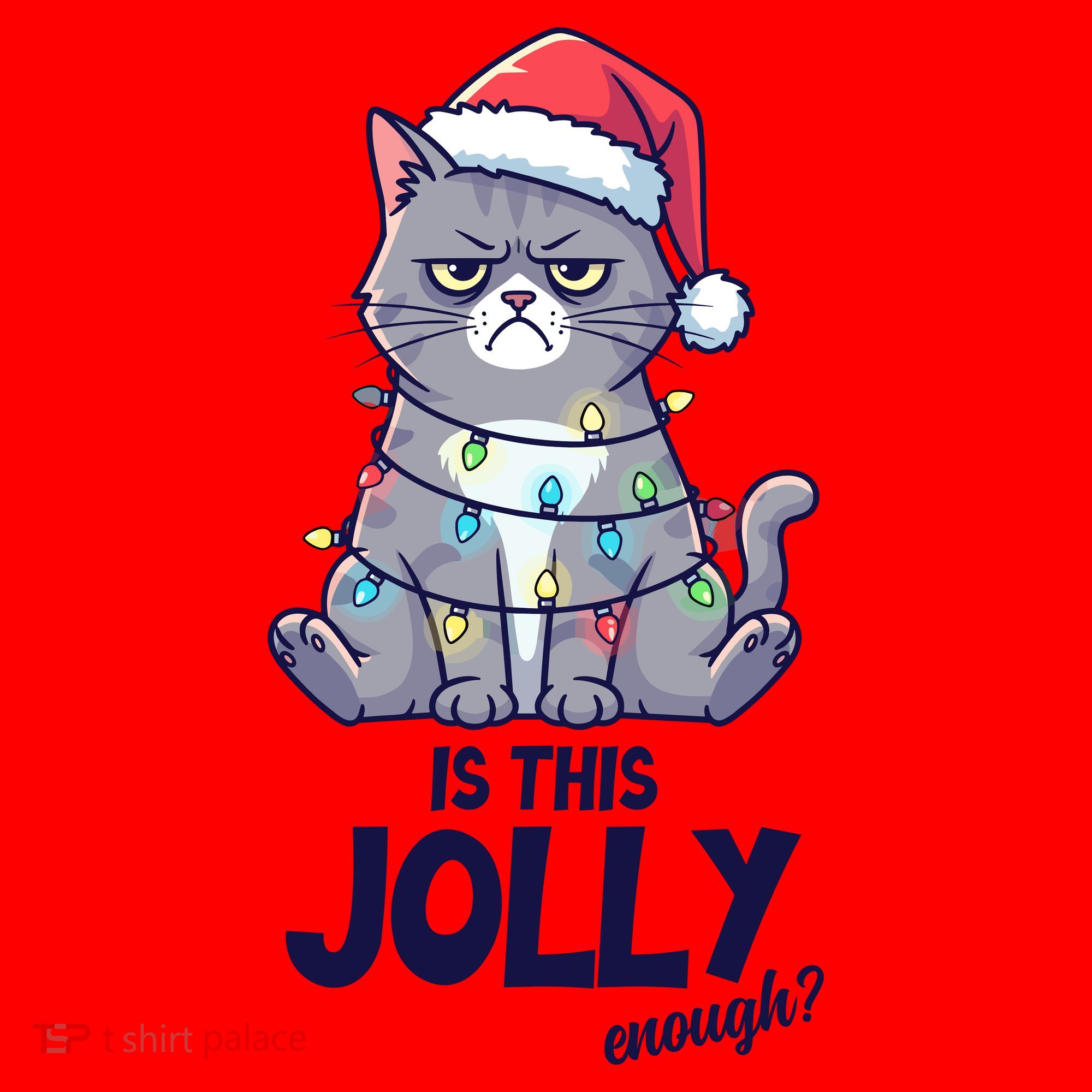 Is This Jolly Enough Christmas Cat Xmas Santa Hat