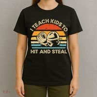 I Teach Kids To Hit And Steal Funny Retro Vintage Baseball T-Shirt thumb 4