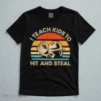 I Teach Kids To Hit And Steal Funny Retro Vintage Baseball T-Shirt thumb 5