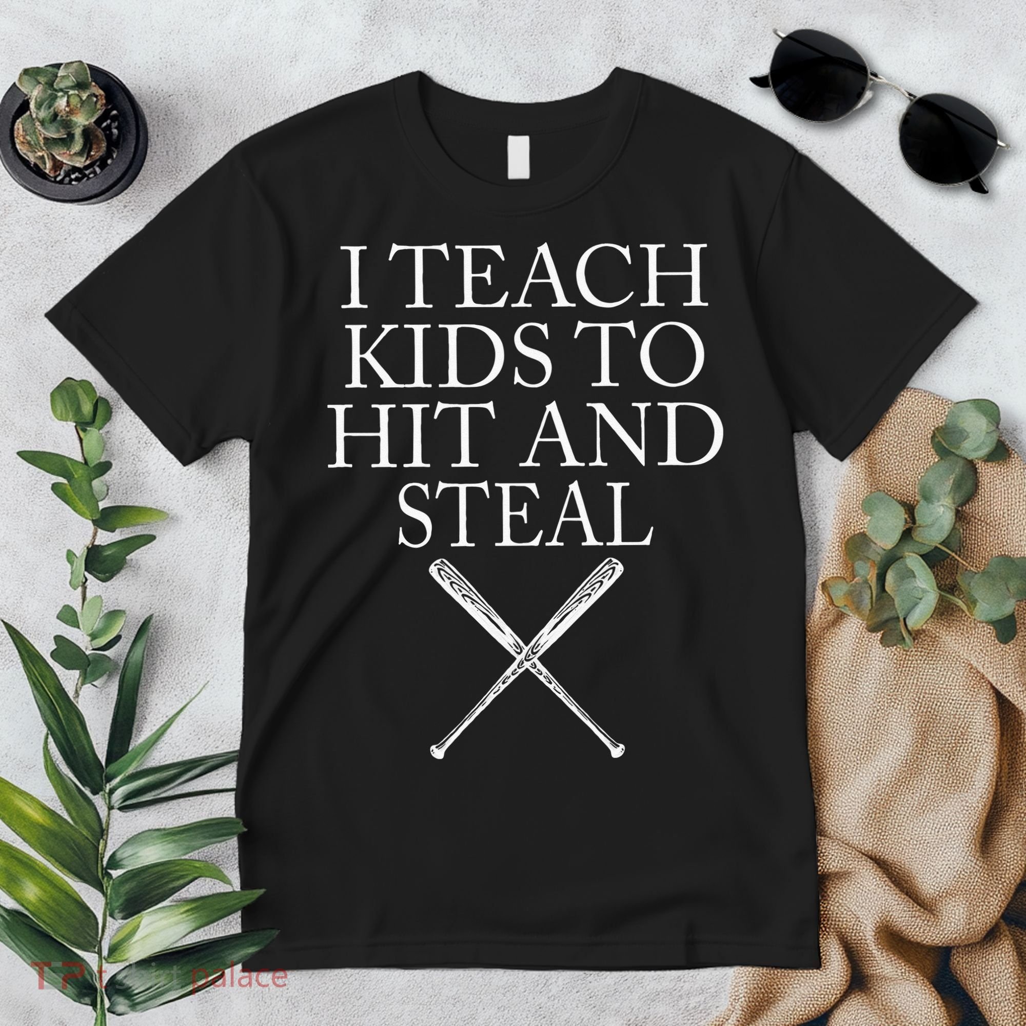 I Teach Kids To Hit And Steal Baseball Coach Premium T-Shirt