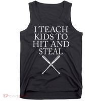 I Teach Kids To Hit And Steal Baseball Coach Tank Top thumb 0