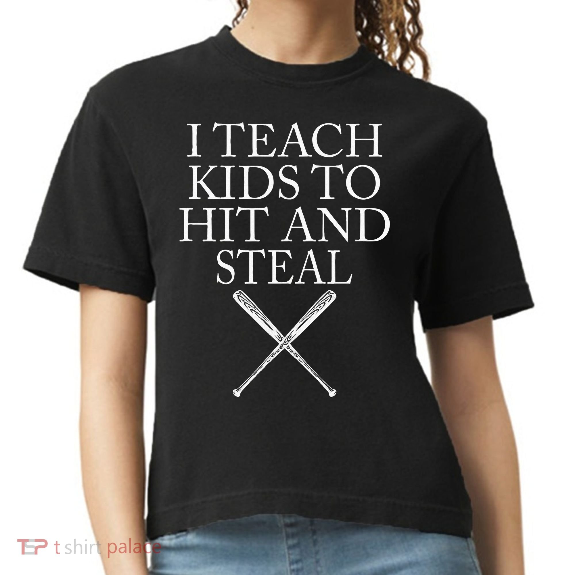 I Teach Kids To Hit And Steal Baseball Coach Comfort Colors Boxy T-Shirt