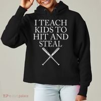 I Teach Kids To Hit And Steal Baseball Coach Ladies Heavyweight Boxy Pullover Hoodie thumb 0