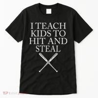 I Teach Kids To Hit And Steal Baseball Coach Tall T-Shirt thumb 0