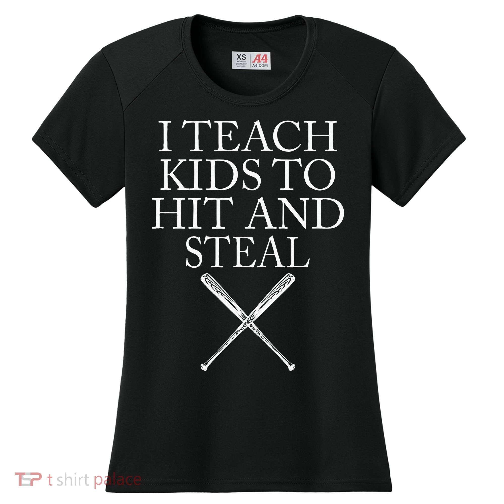 I Teach Kids To Hit And Steal Baseball Coach Women's Cooling Performance Crew T-Shirt
