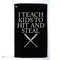 I Teach Kids To Hit And Steal Baseball Coach Golf Towel thumb 0