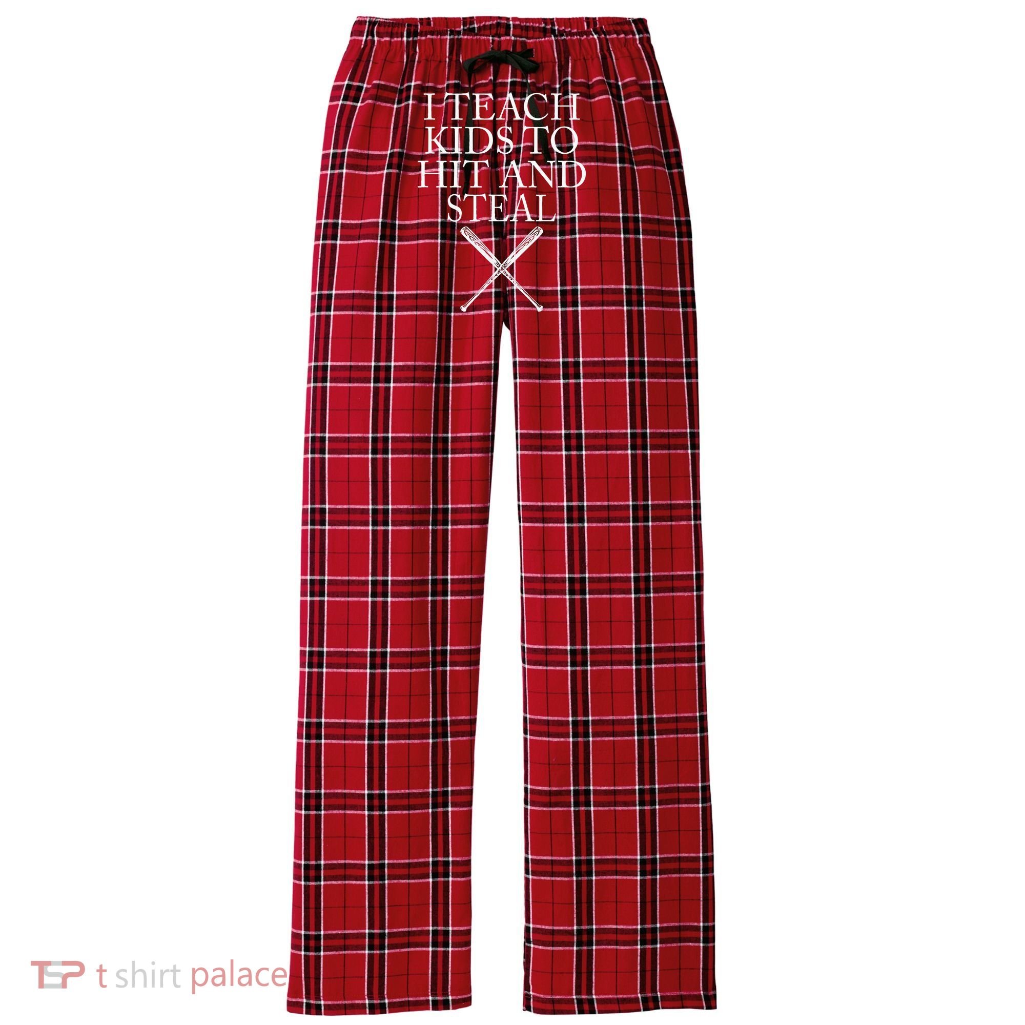I Teach Kids To Hit And Steal Baseball Coach Women's Flannel Plaid Pajama Pants