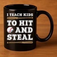 I Teach Kids To Hit And Steal Funny Baseball Coach 11oz C Handle Ceramic Mug thumb 3