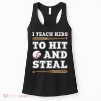 I Teach Kids To Hit And Steal Funny Baseball Coach Women's Tank Top thumb 0