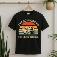 I Teach Kids To Hit And Steal Funny Retro Vintage Baseball T-Shirt thumb 2