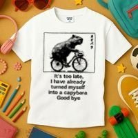 it's too late i have already turned myself into a capybara  Kids T-Shirt thumb 3
