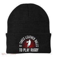 It Takes Leather Balls To Play Rugby Funny Rugby Player Beanie thumb 0