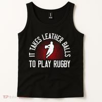 It Takes Leather Balls To Play Rugby Funny Rugby Player Tank Top thumb 2