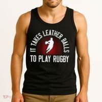 It Takes Leather Balls To Play Rugby Funny Rugby Player Tank Top thumb 3