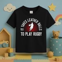 It Takes Leather Balls To Play Rugby Funny Rugby Player Toddler T-Shirt thumb 3