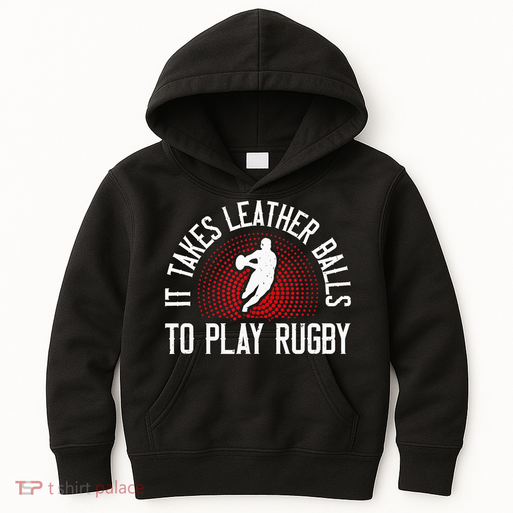 It Takes Leather Balls To Play Rugby Funny Rugby Player Kids Hoodie