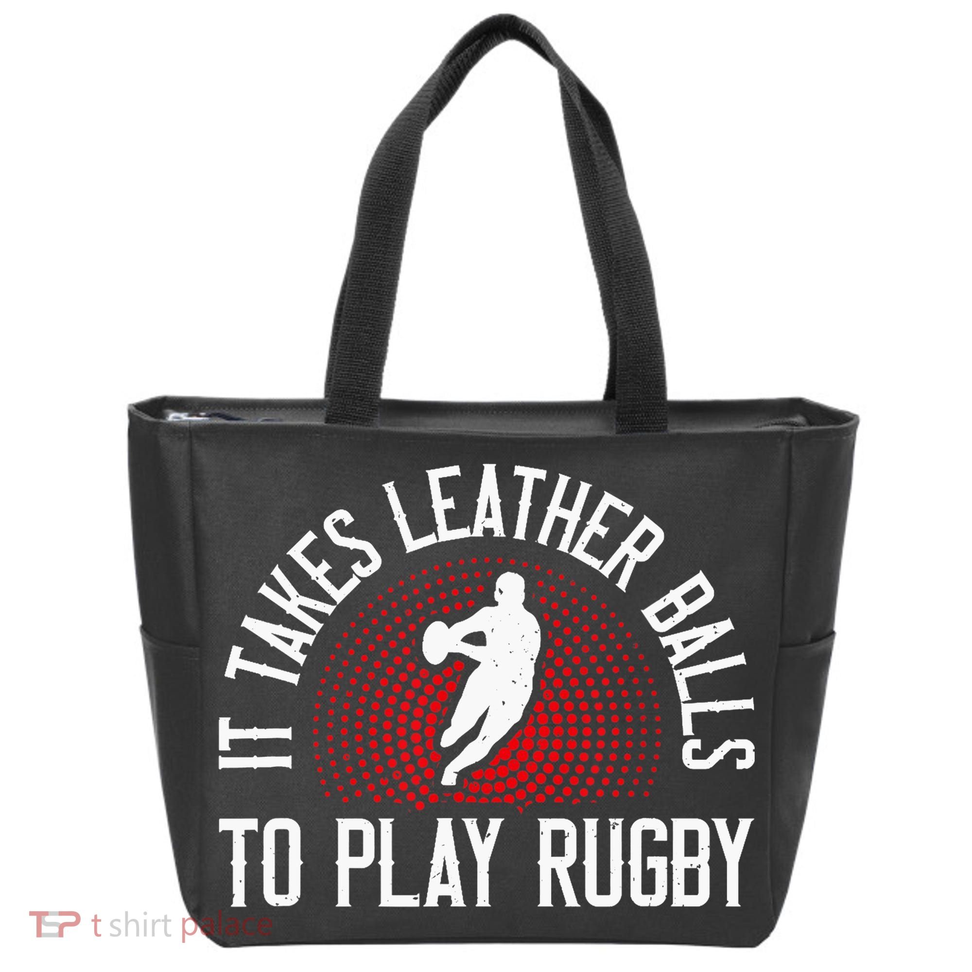 It Takes Leather Balls To Play Rugby Funny Rugby Player Tote Bag