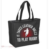 It Takes Leather Balls To Play Rugby Funny Rugby Player Tote Bag thumb 2