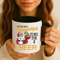 It's The Most Wonderful Time For A Beer Funny Santa Christmas Coffee Mug thumb 3