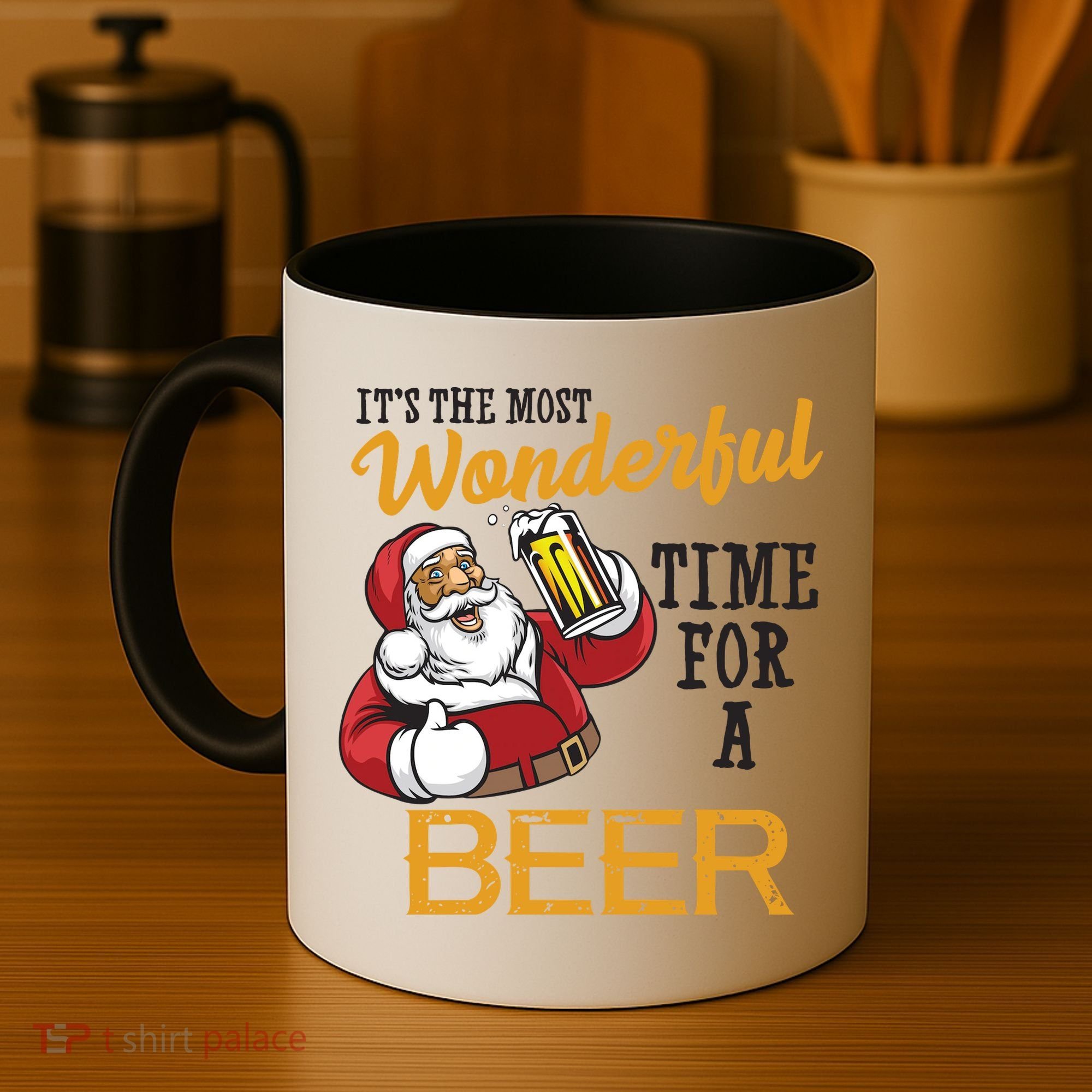 It's The Most Wonderful Time For A Beer Funny Santa Christmas Coffee Mug