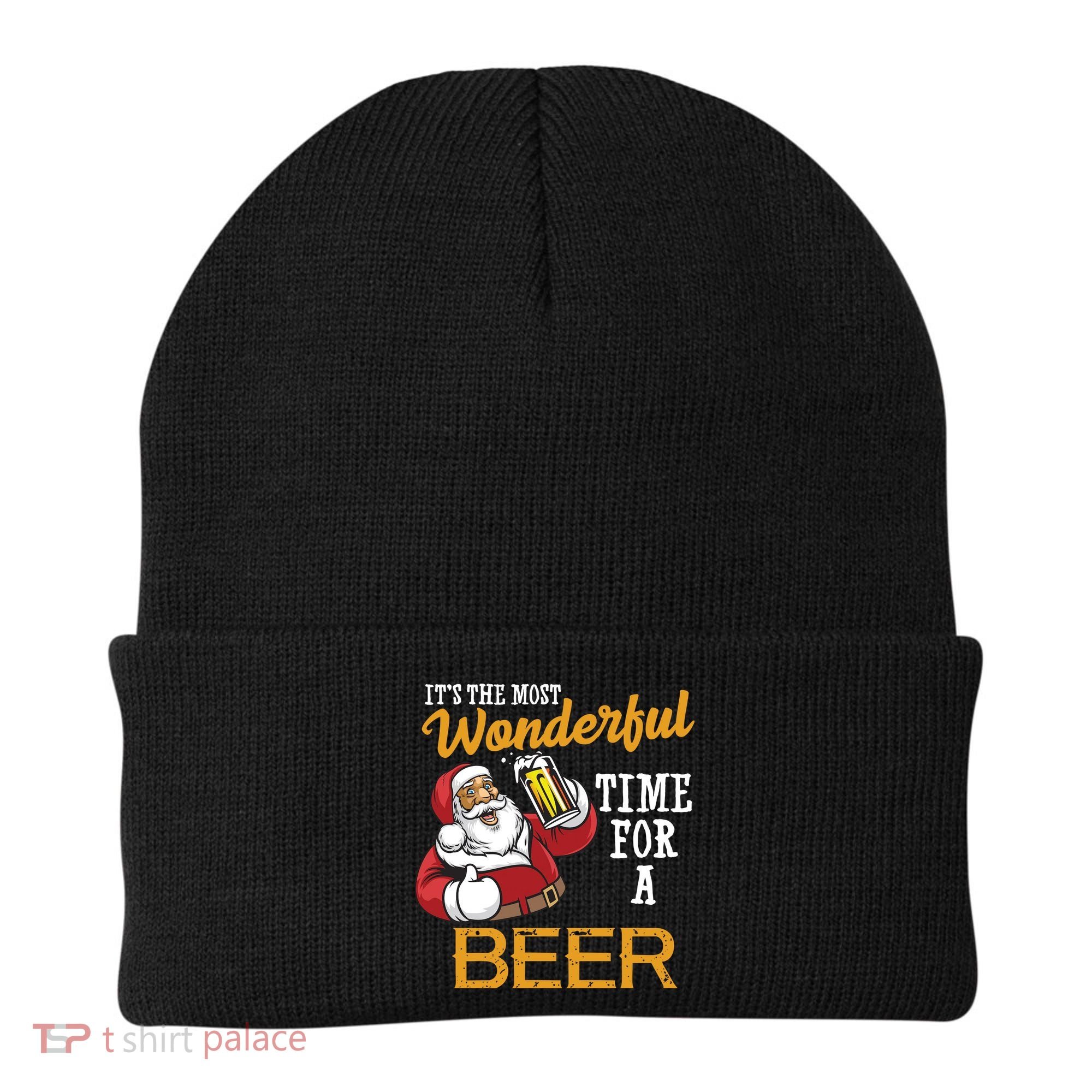 It's The Most Wonderful Time For A Beer Funny Santa Christmas Beanie