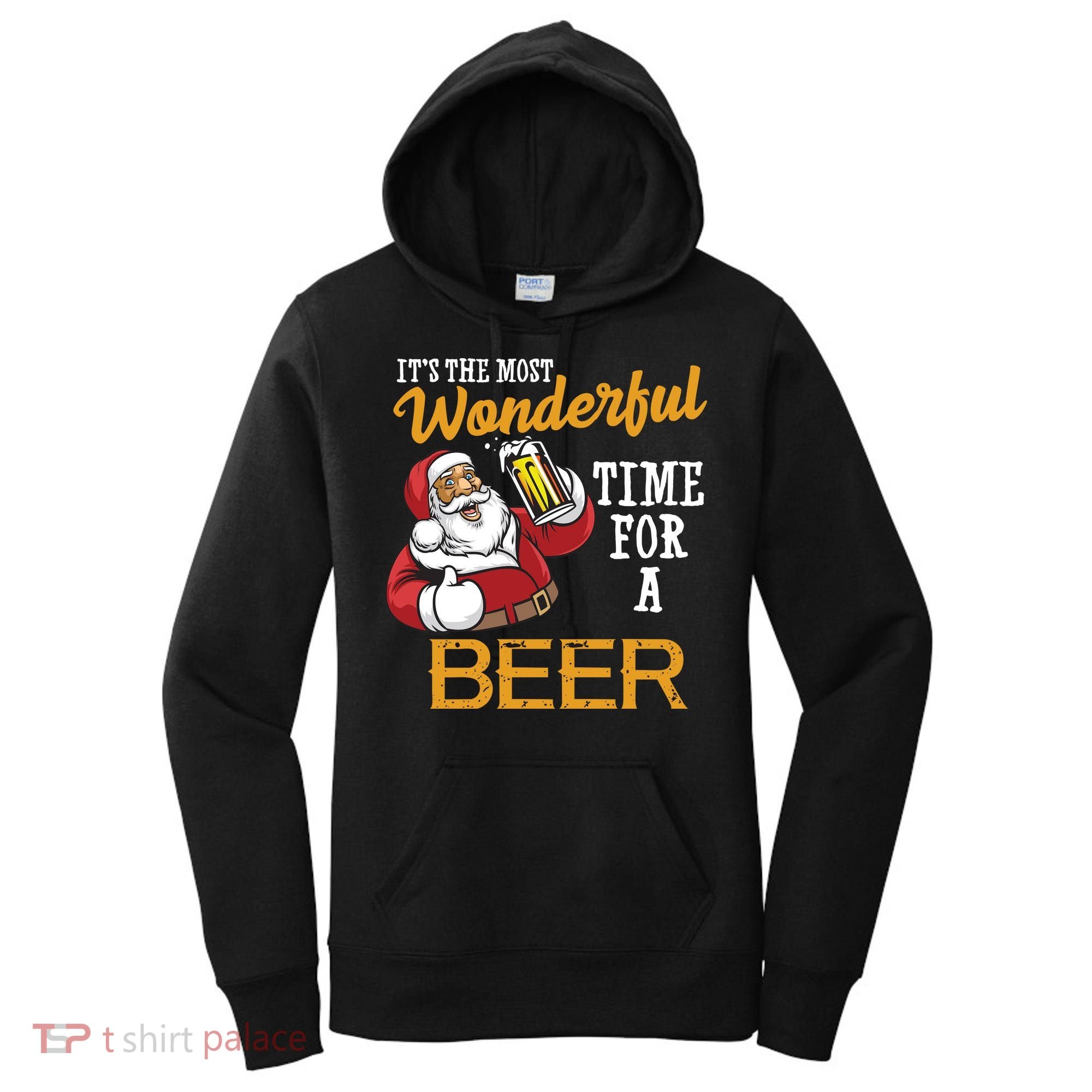 It's The Most Wonderful Time For A Beer Funny Santa Christmas Women's Hoodie