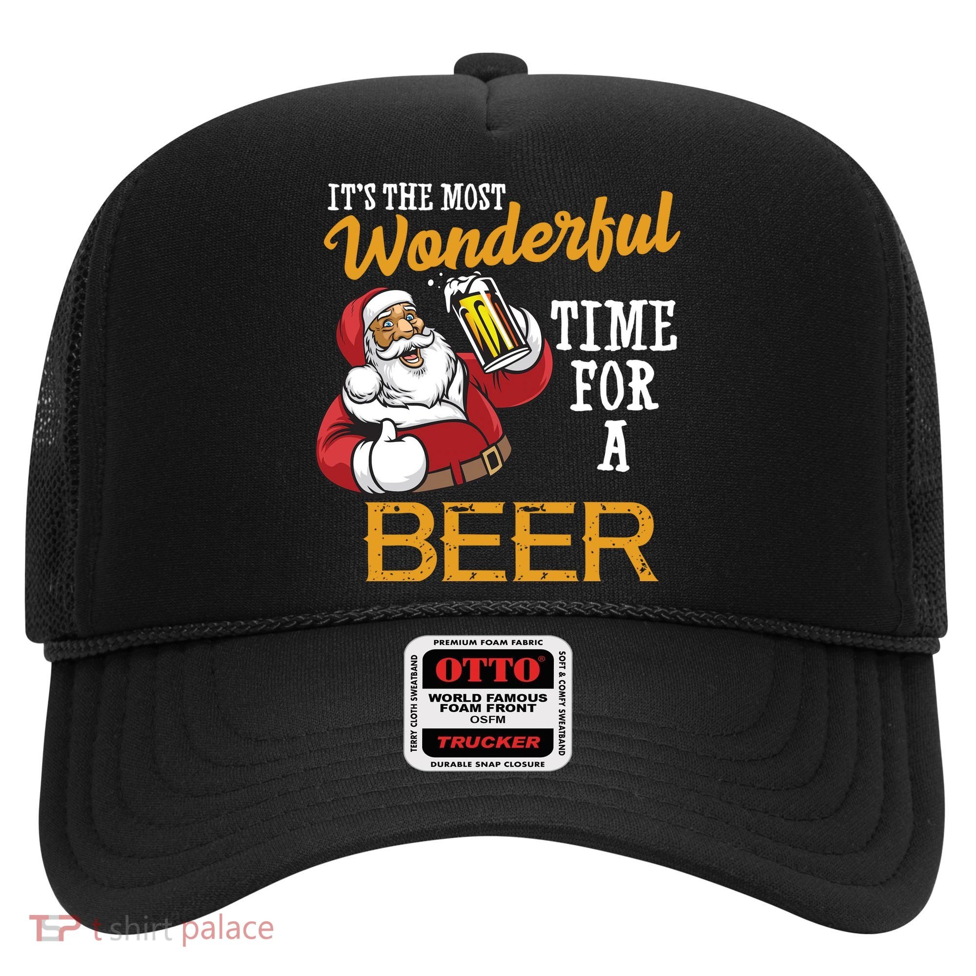 It's The Most Wonderful Time For A Beer Funny Santa Christmas Hat