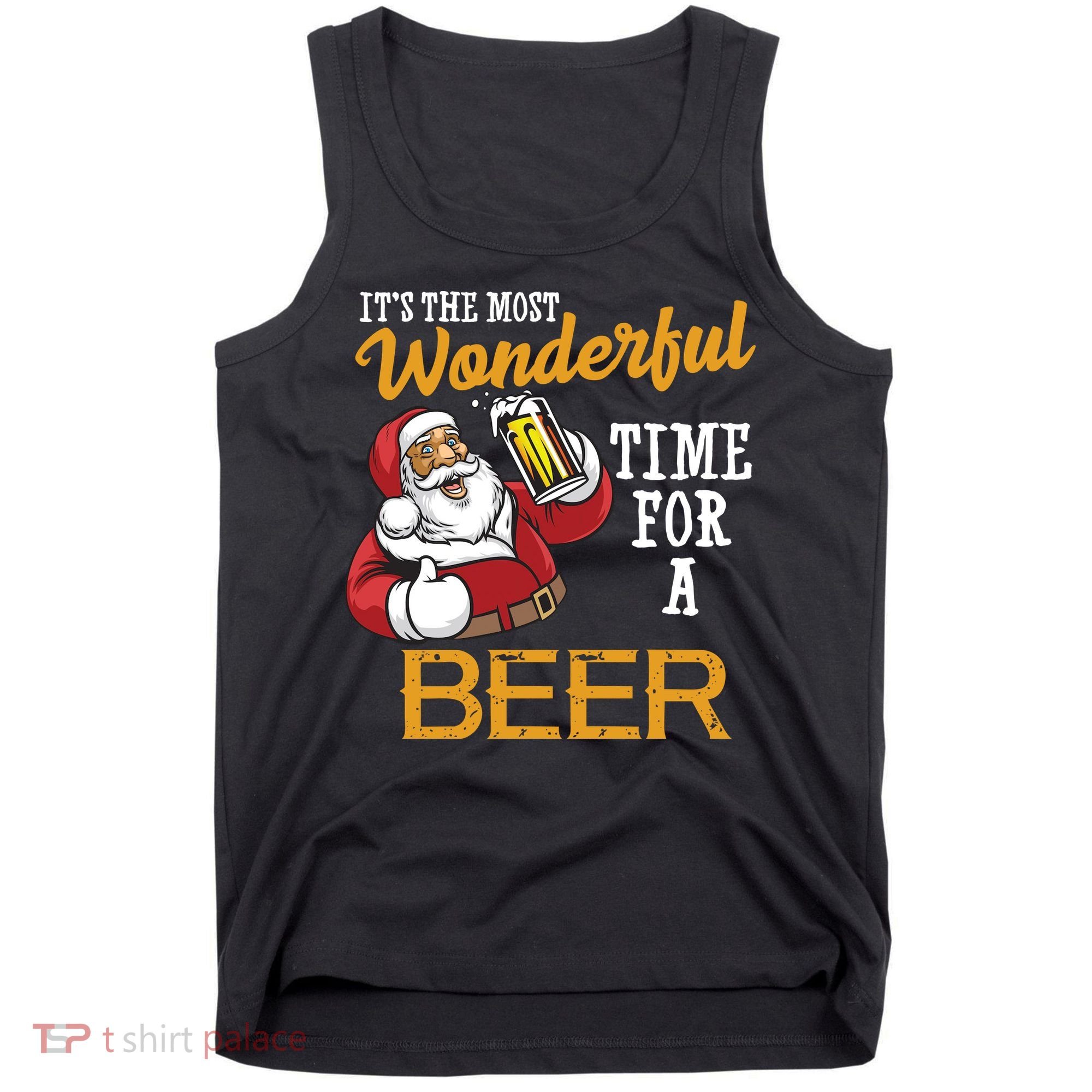 It's The Most Wonderful Time For A Beer Funny Santa Christmas Tank Top
