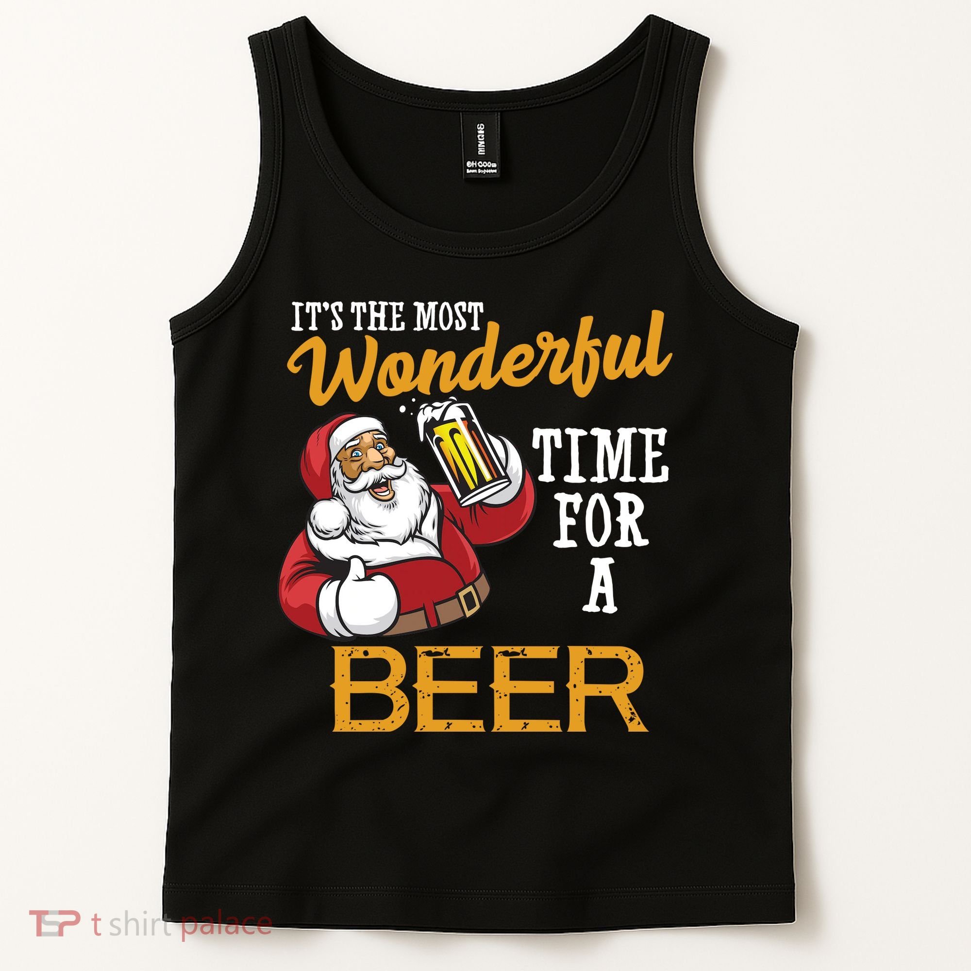 It's The Most Wonderful Time For A Beer Funny Santa Christmas Tank Top