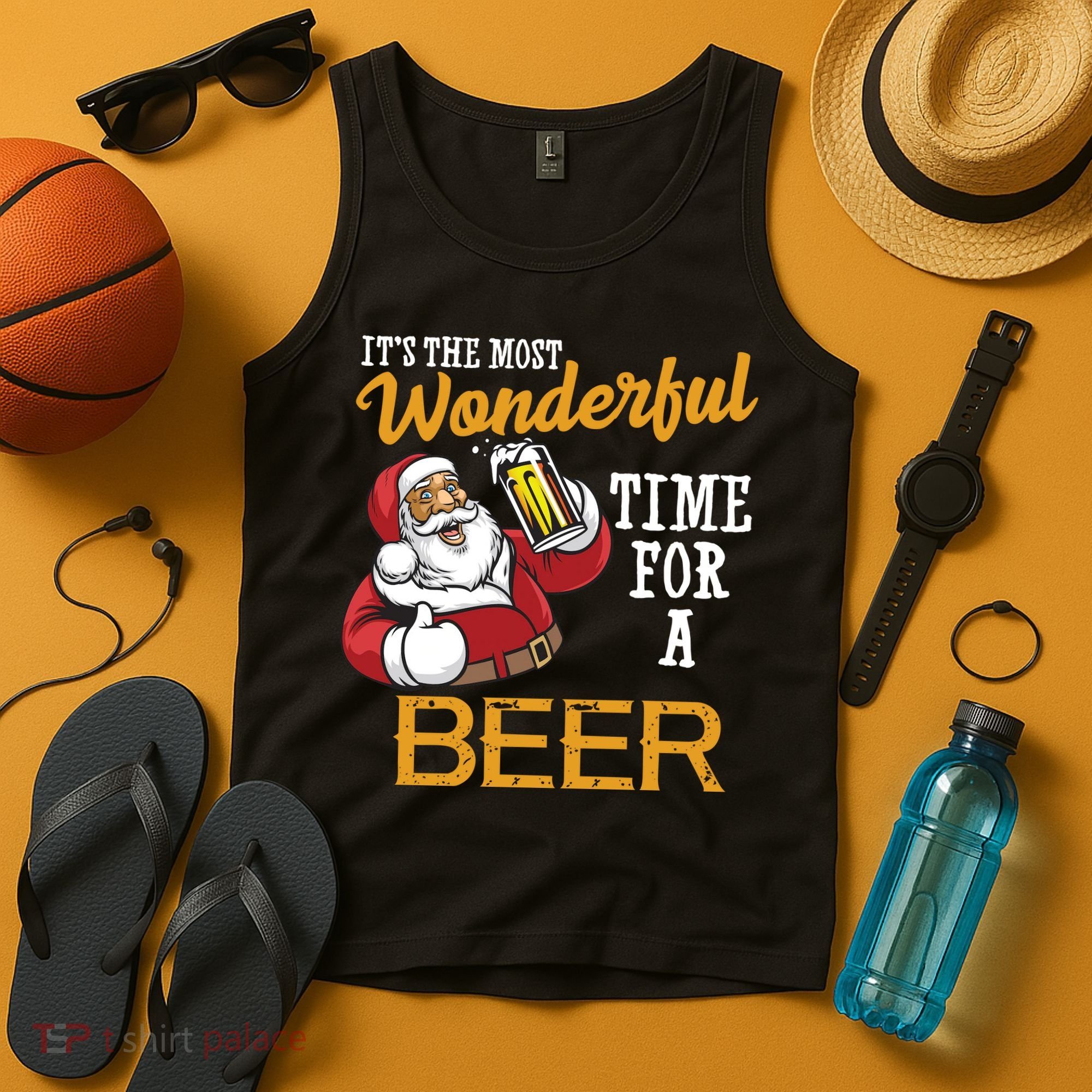 It's The Most Wonderful Time For A Beer Funny Santa Christmas Tank Top