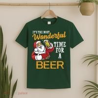 It's The Most Wonderful Time For A Beer Funny Santa Christmas T-Shirt thumb 2