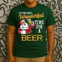It's The Most Wonderful Time For A Beer Funny Santa Christmas T-Shirt thumb 3