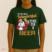 It's The Most Wonderful Time For A Beer Funny Santa Christmas T-Shirt thumb 4