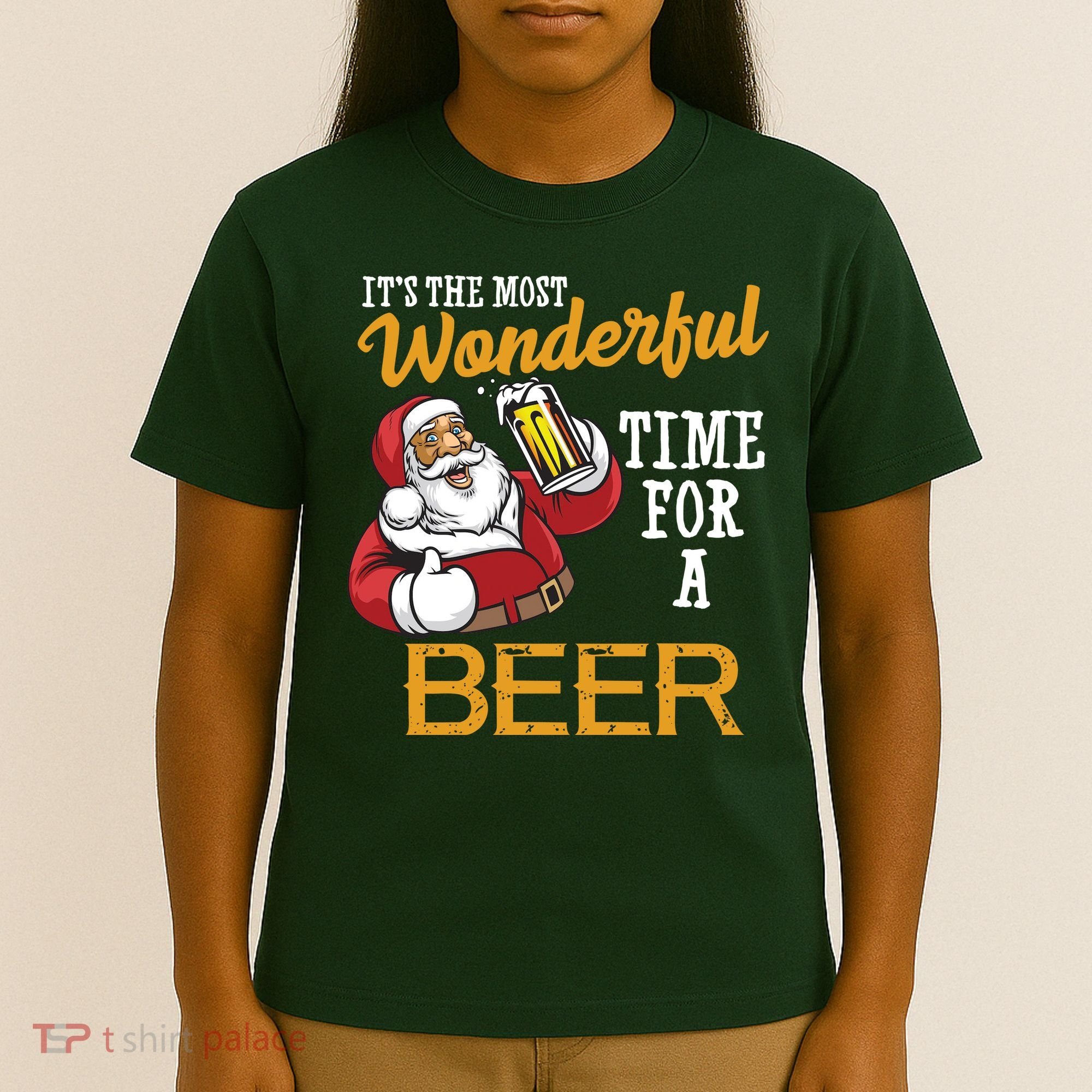 It's The Most Wonderful Time For A Beer Funny Santa Christmas T-Shirt