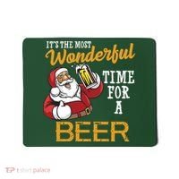 It's The Most Wonderful Time For A Beer Funny Santa Christmas Mousepad thumb 0