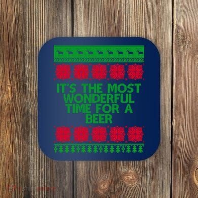 Its The Most Wonderful Time For A Beer Christmas Coaster
