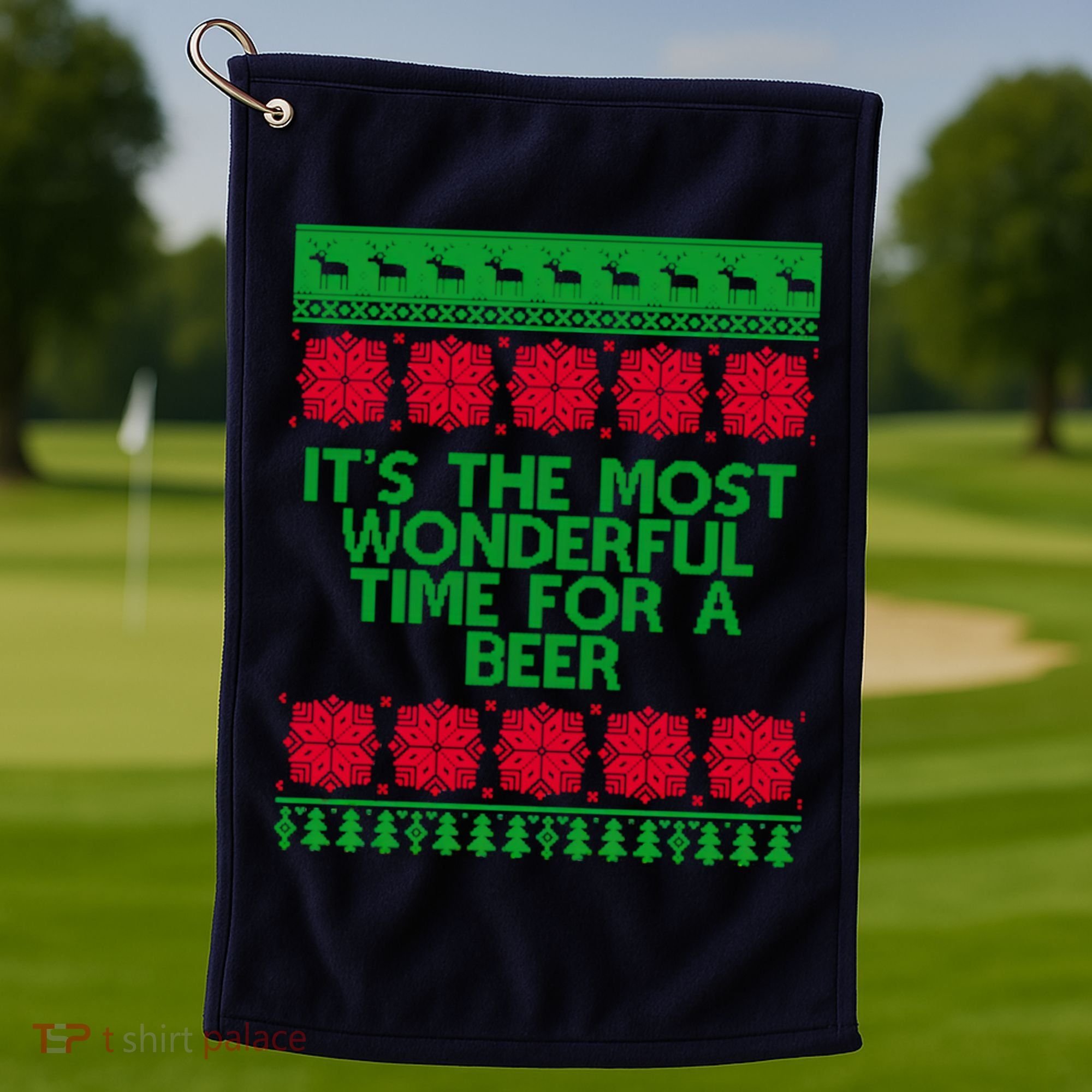 Its The Most Wonderful Time For A Beer Christmas Golf Towel