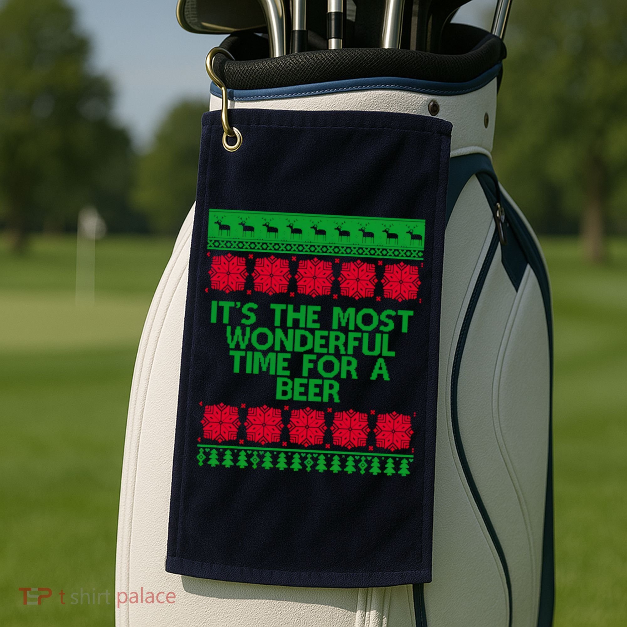Its The Most Wonderful Time For A Beer Christmas Golf Towel
