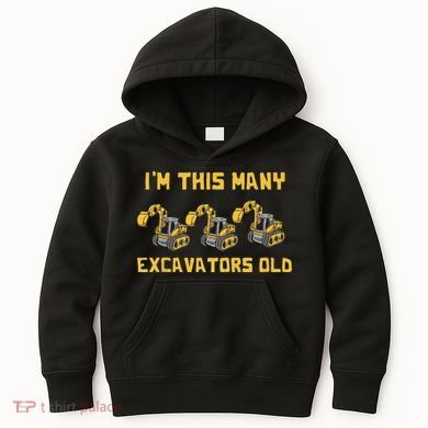 Im This Many Excavators Old 3rd Birthday Kids Hoodie