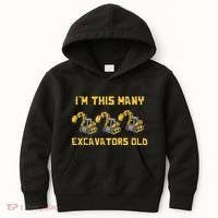 Im This Many Excavators Old 3rd Birthday Kids Hoodie thumb 0