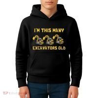 Im This Many Excavators Old 3rd Birthday Kids Hoodie thumb 4
