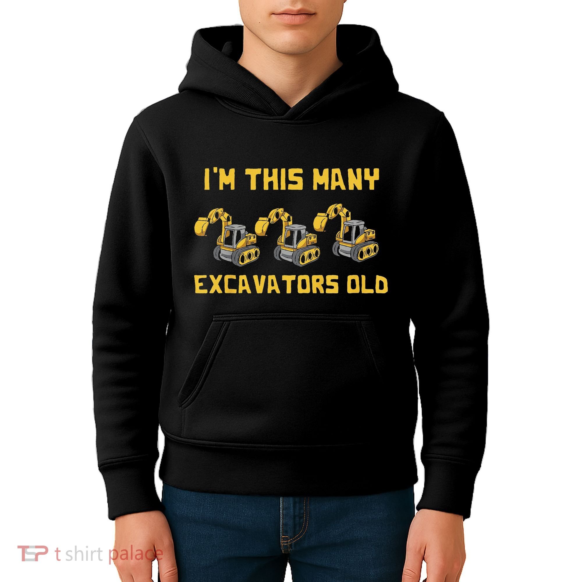 Im This Many Excavators Old 3rd Birthday Kids Hoodie