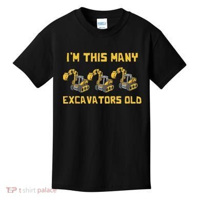 Im This Many Excavators Old 3rd Birthday Kids T-Shirt