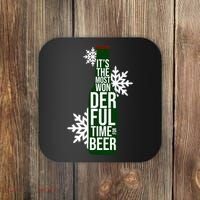 It's The Most Wonderful Time For Beer Funny Christmas Coaster thumb 0