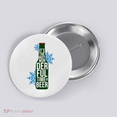It's The Most Wonderful Time For Beer Funny Christmas Button