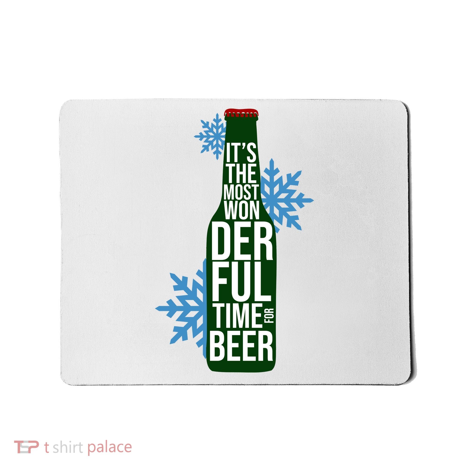 It's The Most Wonderful Time For Beer Funny Christmas Mousepad