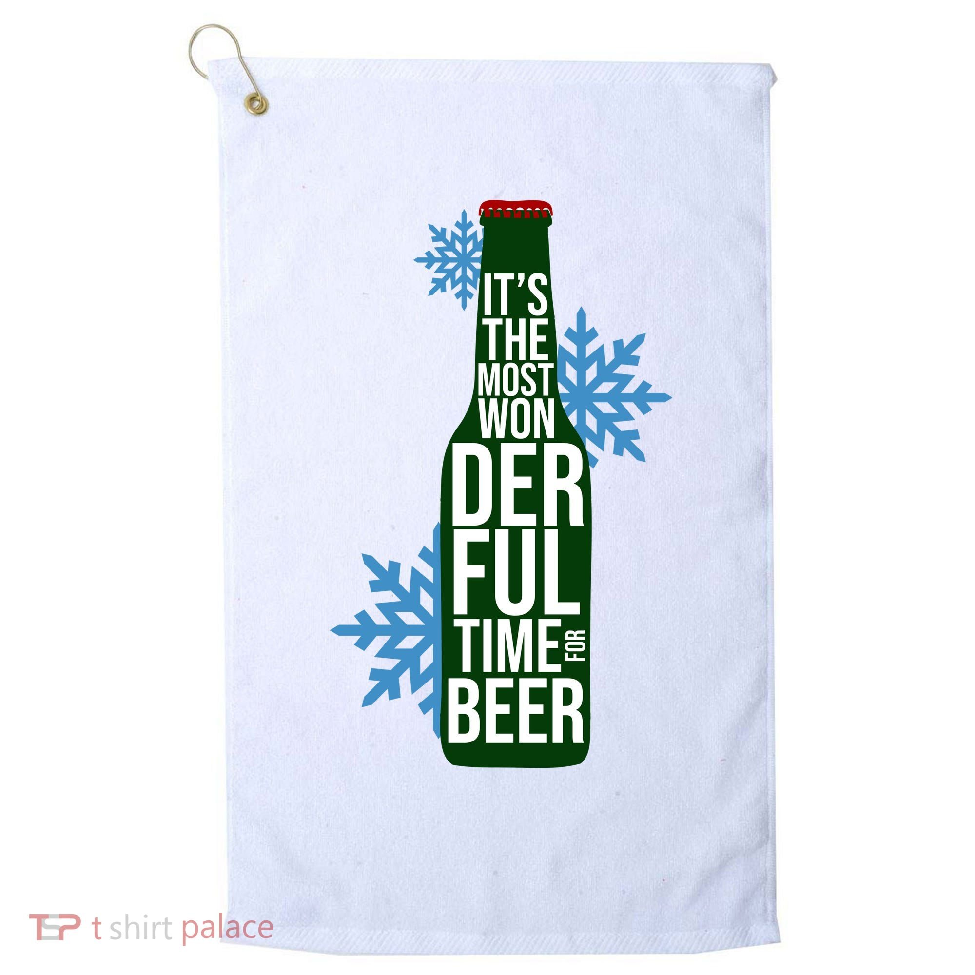 It's The Most Wonderful Time For Beer Funny Christmas Golf Towel