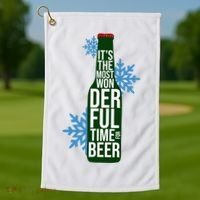 It's The Most Wonderful Time For Beer Funny Christmas Golf Towel thumb 1