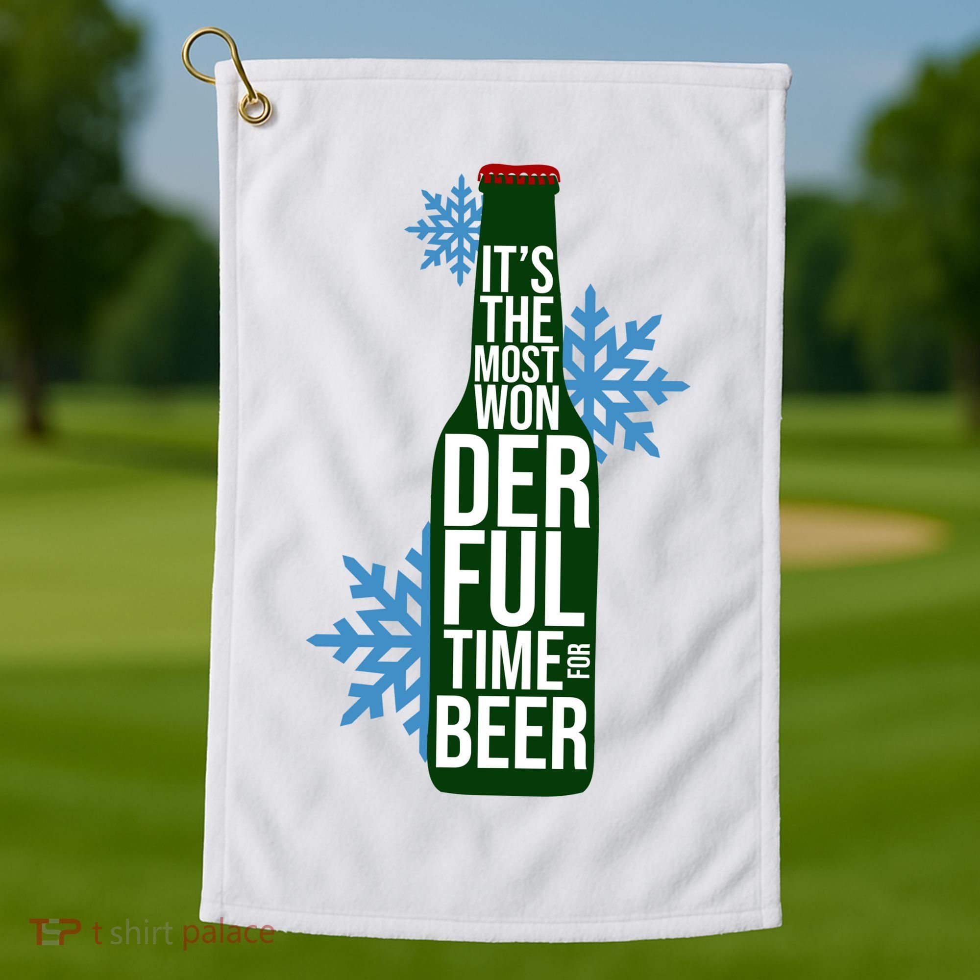 It's The Most Wonderful Time For Beer Funny Christmas Golf Towel